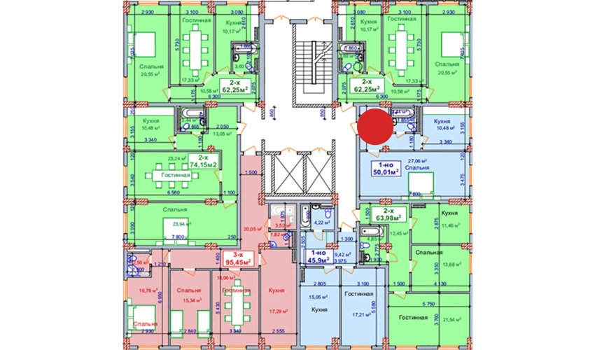 1-комнатная квартира 50.01 м²  1/9 этаж | Жилой комплекс SHAYX-UL OLAM