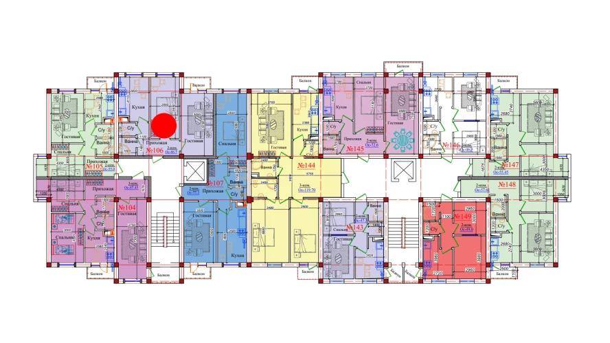 2-xonali xonadon 66.7 m²  5/9 qavat | ZAR ZAMONAVIY UYLAR Turar-joy majmuasi