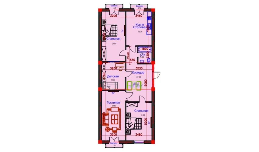 4-xonali xonadon 120.5 m²  10/10 qavat | AFROSIYOB Turar-joy majmuasi