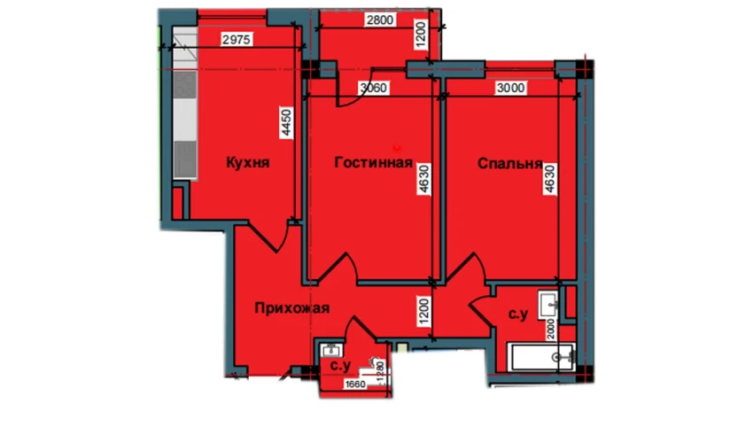 2-комнатная квартира 62.5 м²  9/9 этаж | Жилой комплекс NUR BARAKA