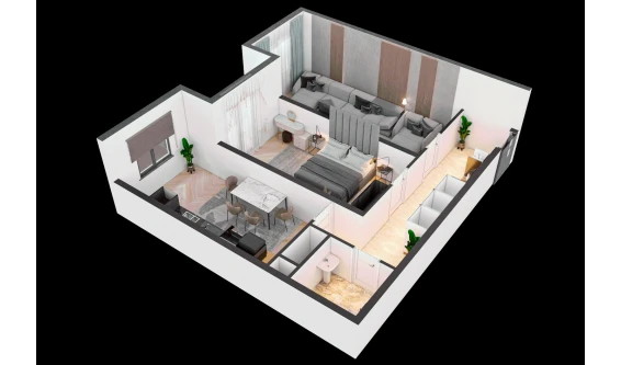 2-комнатная квартира 73.1 м²  3/16 этаж | Жилой комплекс TRINITY