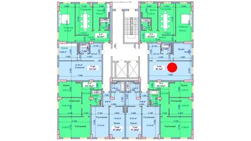 1-xonali xonadon 51.1 m²  1/9 qavat | SHAYX-UL OLAM Turar-joy majmuasi