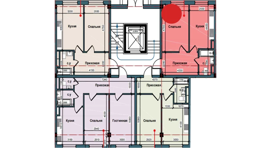 1-комн. квартира 43.8 м²  2/9 этаж | Жилой комплекс NUR BARAKA