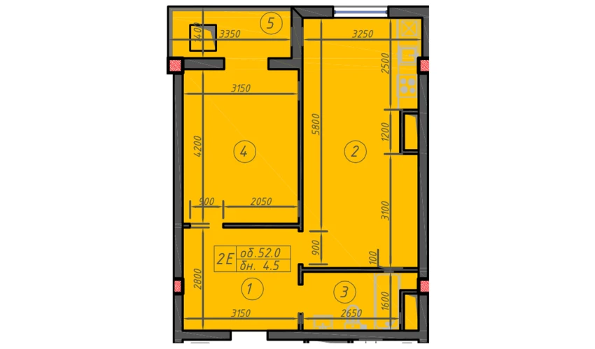 1-комнатная квартира 52 м²  11/12 этаж | Жилой комплекс Sokin hayot