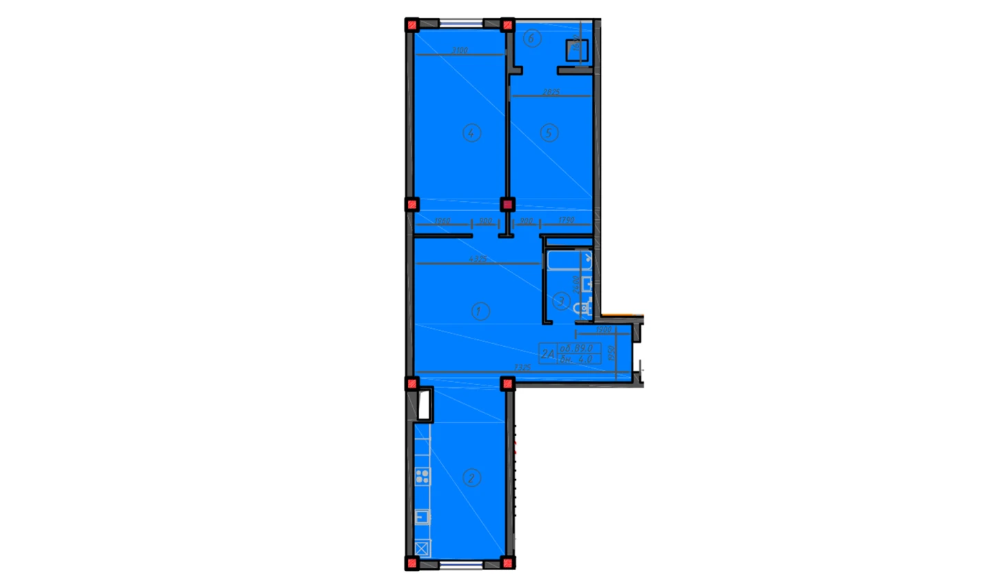 2-комн. квартира 89 м²  2/12 этаж | Жилой комплекс Sokin hayot