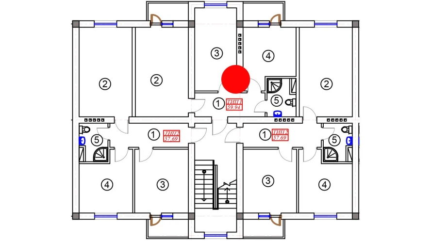 2-комн. квартира 59.94 м²  5/5 этаж | Жилой комплекс BATOSH
