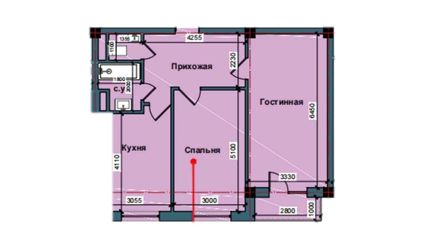 2-комнатная квартира 71 м²  8/10 этаж | Жилой комплекс NUR BARAKA