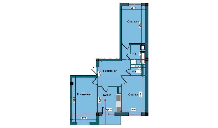 3-комнатная квартира 83 м²  8/9 этаж | Жилой комплекс NUR BARAKA