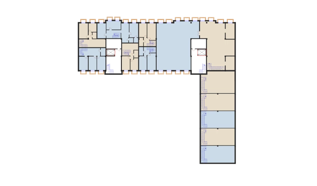 1-xonali xonadon 44.72 m²  0/10 qavat | Ko'kcha-Oqtepa Turar-joy majmuasi