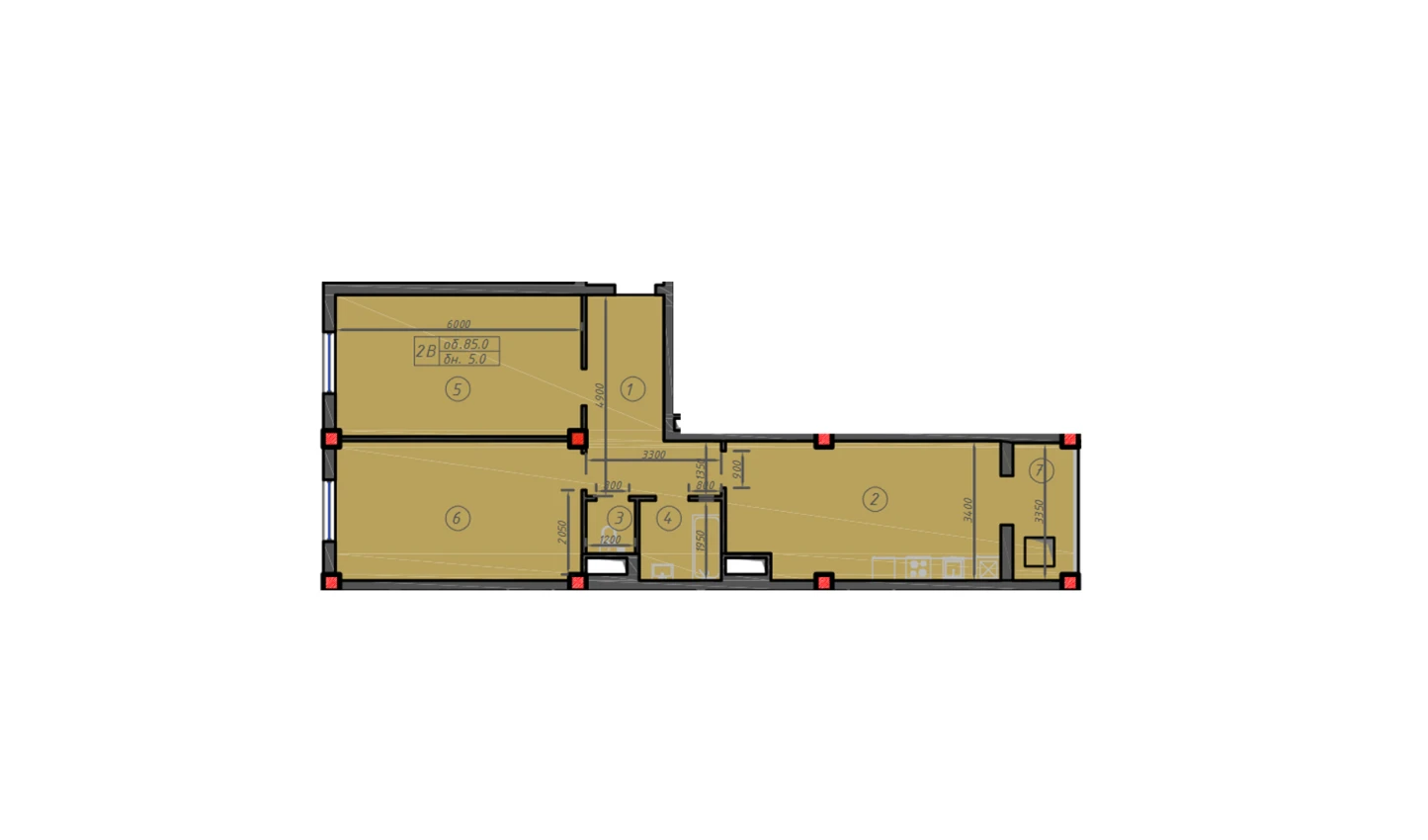 2-xonali xonadon 85 m²  9/12 qavat | Sokin hayot Turar-joy majmuasi