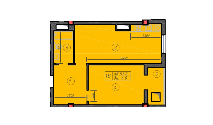 1-комнатная квартира 53 м²  4/12 этаж | Жилой комплекс Sokin hayot