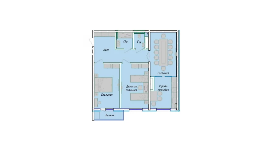 3-xonali xonadon 80.74 m²  8/12 qavat | SERGELI CITY Turar-joy majmuasi