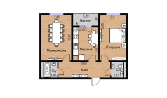 2-комн. квартира 72.85 м²  14/16 этаж | Жилой комплекс BRILLIANT