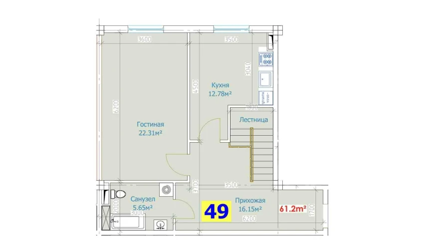 1-комнатная квартира 125 м²  1/9 этаж | Жилой комплекс YANGI AVLOD