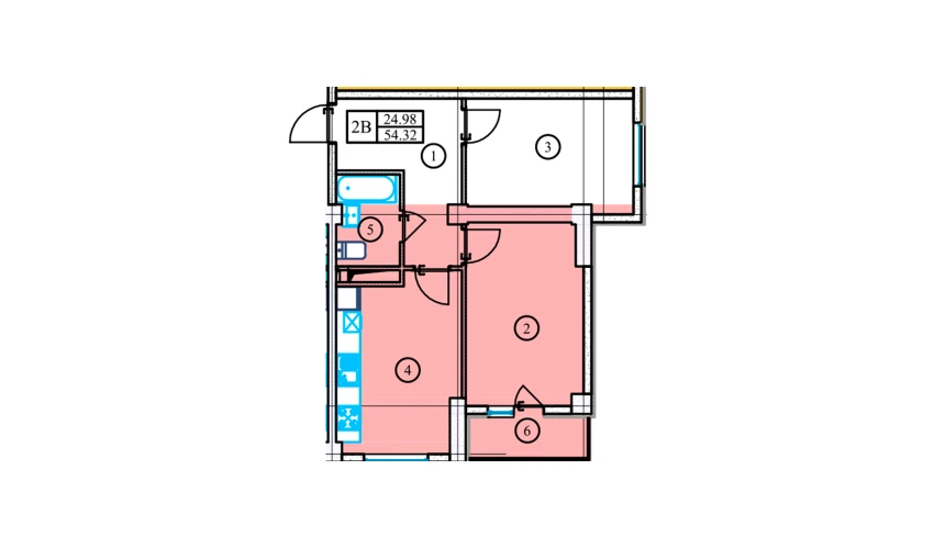 2-комнатная квартира 54.32 м²  2/9 этаж | Жилой комплекс YANGI O'ZBEKISTON
