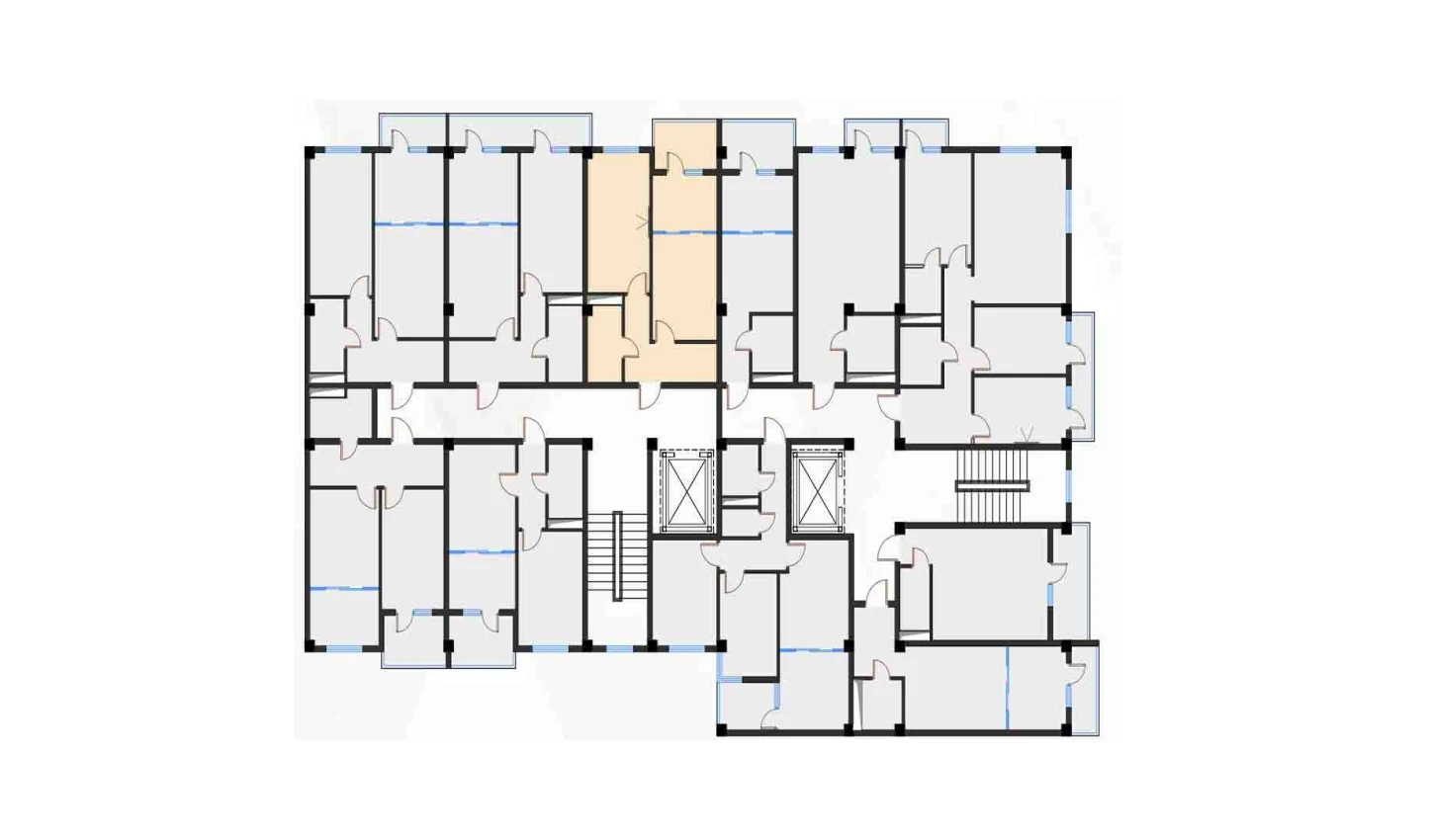 2-xonali xonadon 46.61 m²  4/7 qavat | Bochka Resort Turar-joy majmuasi