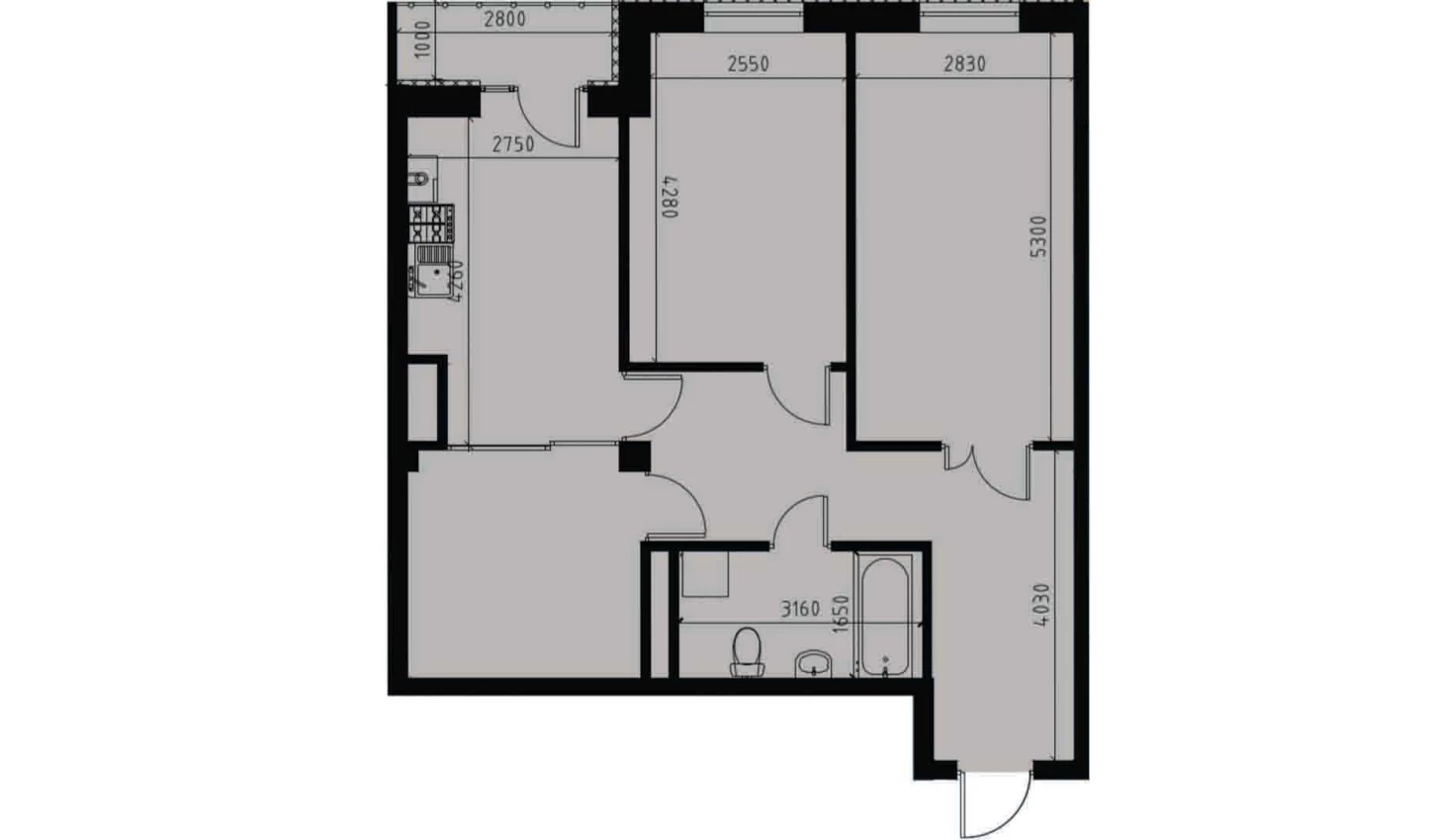 2-xonali xonadon 67.92 m²  5/10 qavat | YANGIOBOD RESIDENCE Turar-joy majmuasi