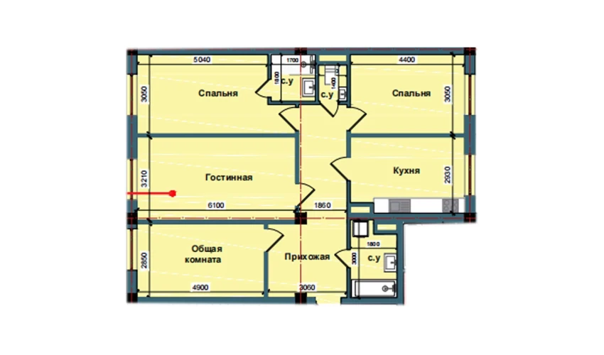 4-комнатная квартира 109.3 м²  2/10 этаж | Жилой комплекс NUR BARAKA