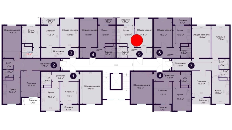 1-xonali xonadon 36.65 m²  7/9 qavat | SOHIL BO'YI ANDIJON Turar-joy majmuasi