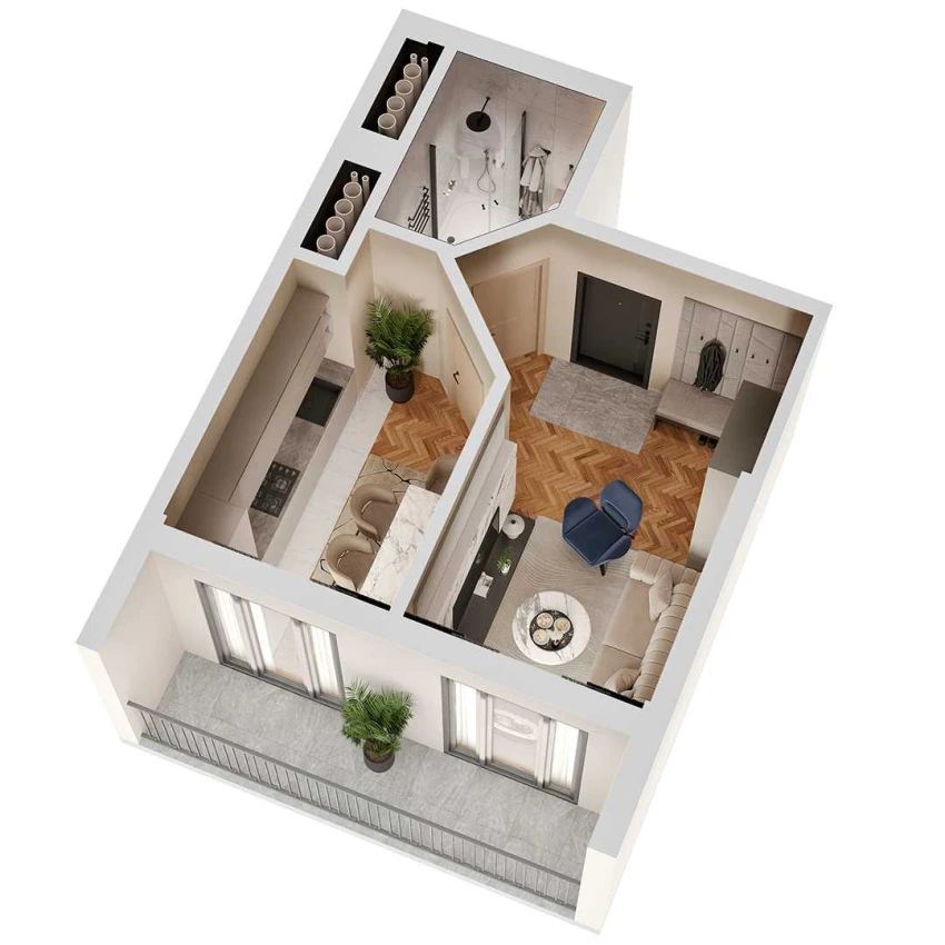 1-комн. квартира 33.2 м²  11/12 этаж | Жилой комплекс SOKIN SOHIL