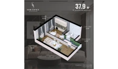 1-xonali xonadon 37.7 m²  12/12 qavat | Savr Avenue Turar-joy majmuasi