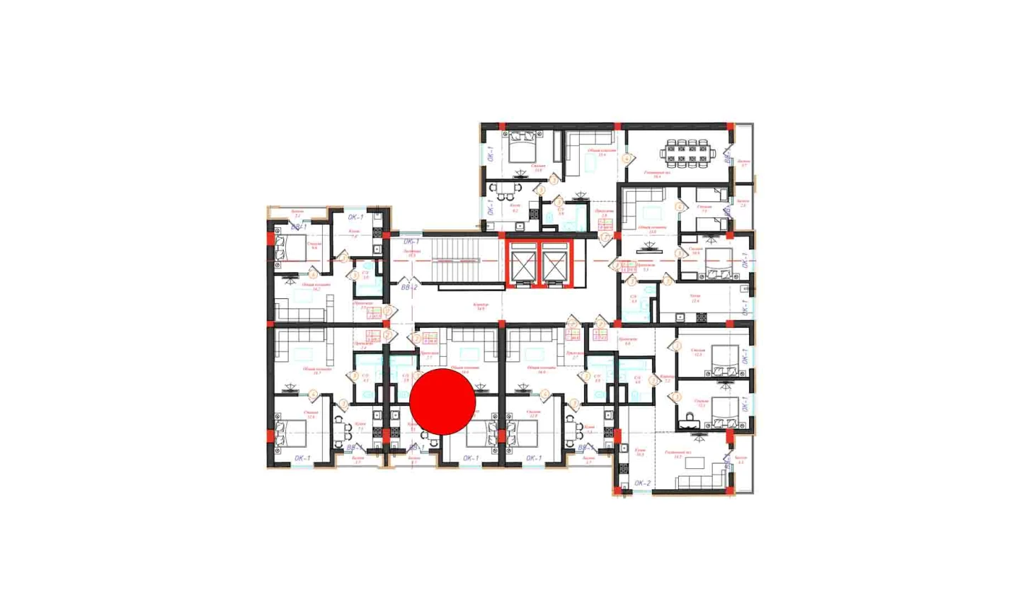 2-комн. квартира 46.6 м²  11/12 этаж | Жилой комплекс CHINARA PARK