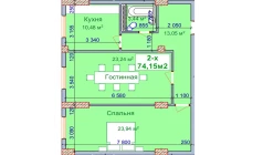 2-комн. квартира 74.15 м²  1/9 этаж | Жилой комплекс SHAYX-UL OLAM