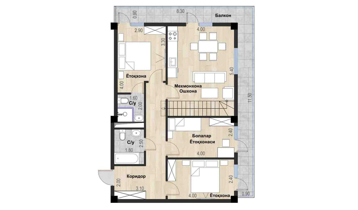 4-комн. квартира 178.05 м²  7/7 этаж | Жилой комплекс Bochka Resort