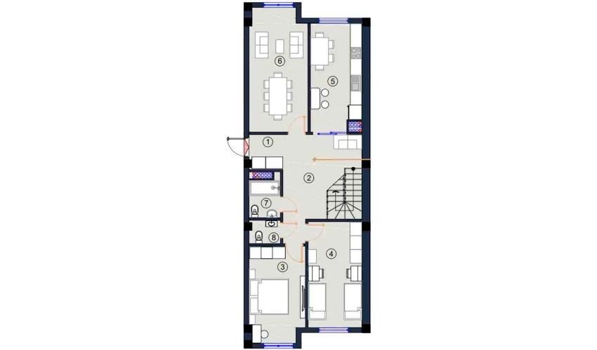 3-xonali xonadon 181.5 m²  1/9 qavat | FLORYA RESIDENCE Turar-joy majmuasi