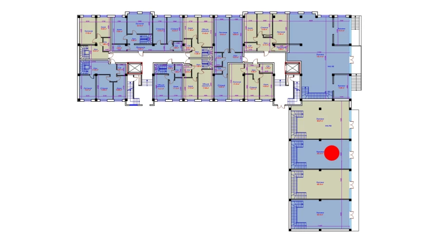 1-xonali xonadon 68.1 m²  1/10 qavat | Ko'kcha-Oqtepa Turar-joy majmuasi