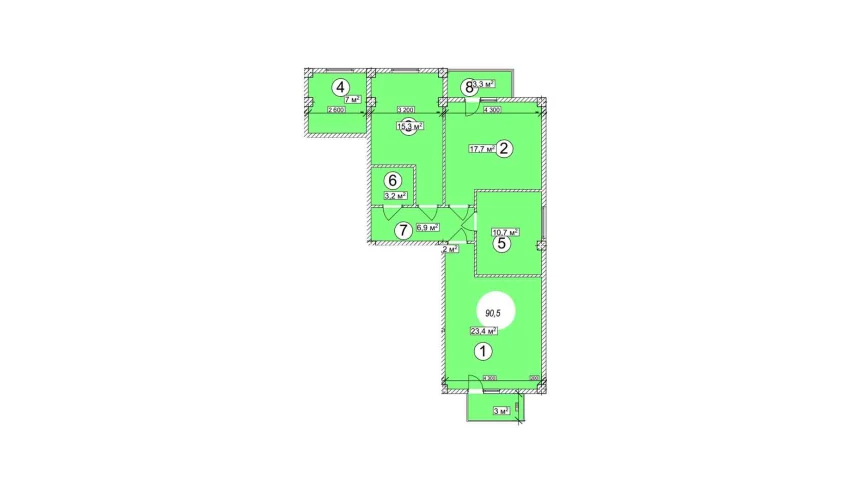 4-комнатная квартира 90.5 м²  7/7 этаж | Жилой комплекс ASIA HOUSE