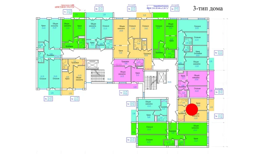 1-xonali xonadon 37.08 m²  3/9 qavat | PROVANS Turar-joy majmuasi