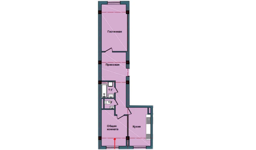 2-комнатная квартира 70.7 м²  2/11 этаж | Жилой комплекс NUR BARAKA