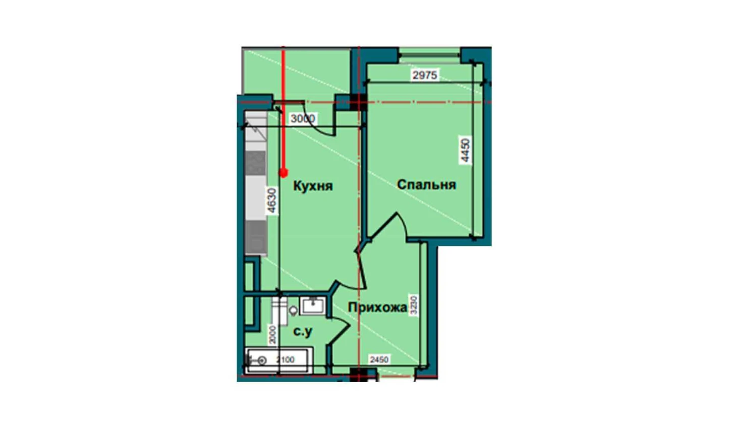 1-комн. квартира 42.8 м²  3/9 этаж | Жилой комплекс NUR BARAKA