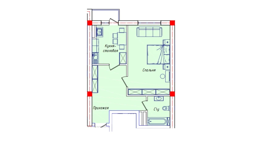 1-комнатная квартира 55.8 м²  6/8 этаж | Жилой комплекс STAR HOUSE RESIDENCE