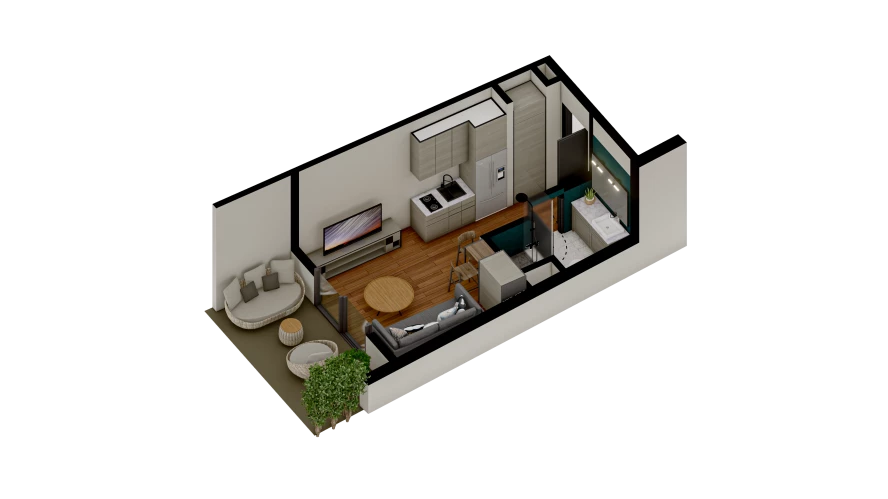 1-xonali xonadon 22.06 m²  1/7 qavat | TUSHLAR VODIYSI Turar-joy majmuasi