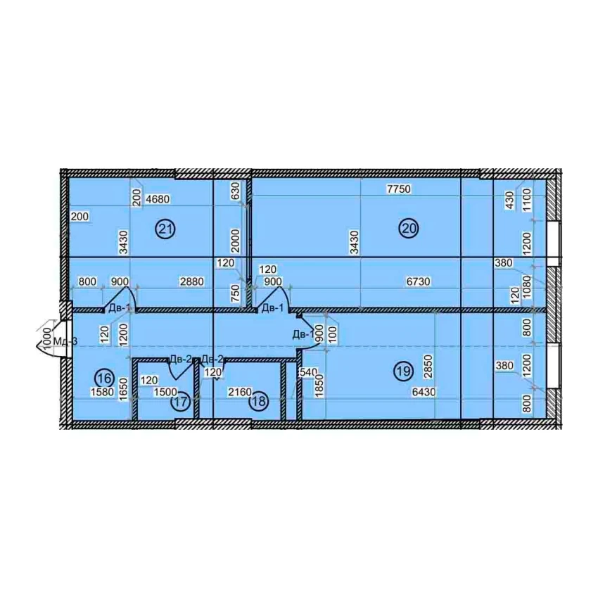 2-xonali xonadon 79.5 m²  7/9 qavat | Uchtepa Avenue Turar-joy majmuasi