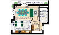 1-комн. квартира 50.4 м²  5/13 этаж | Жилой комплекс MEGAPOLIS А2