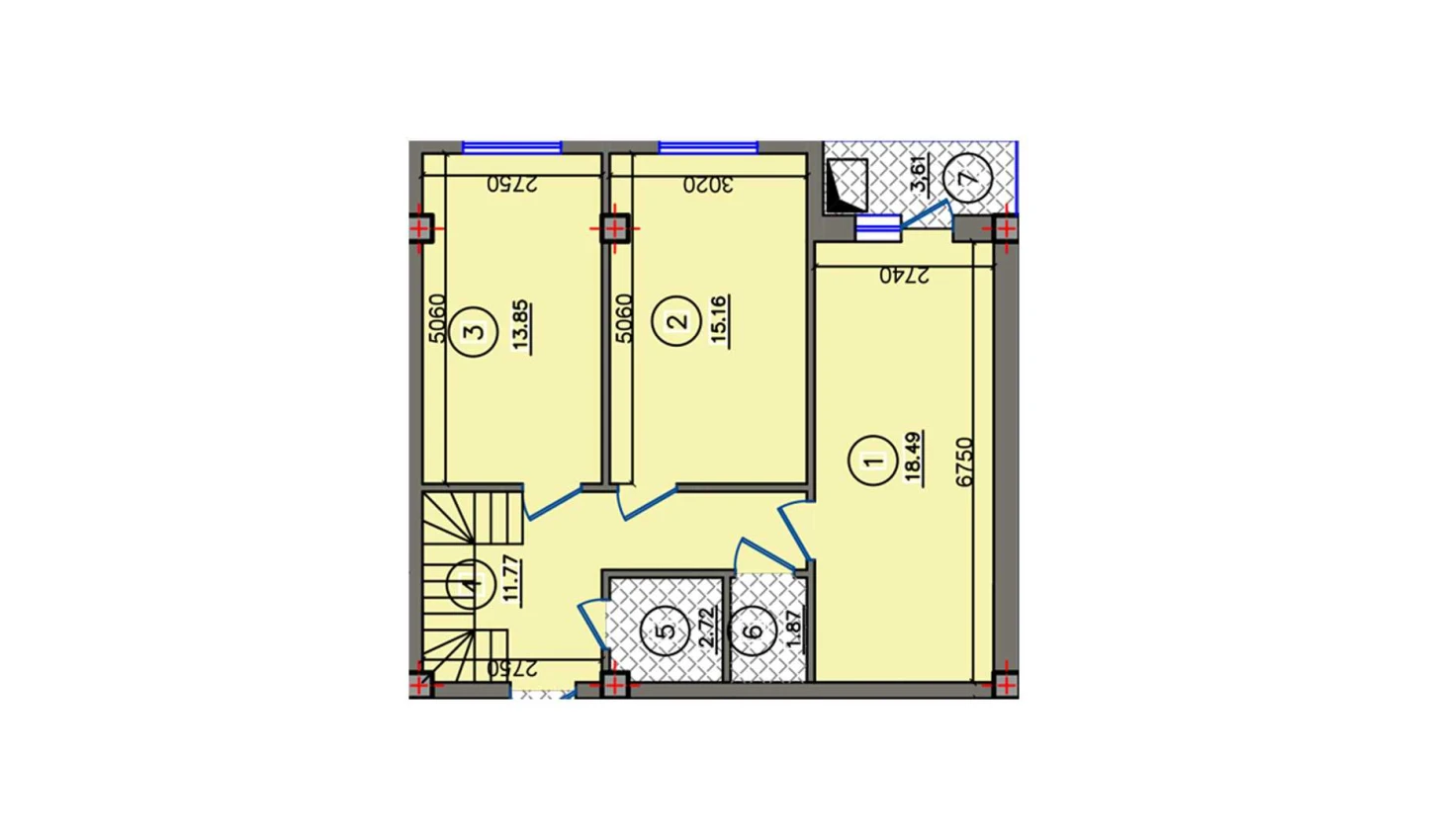 2-комн. квартира 67.45 м²  9/10 этаж | Жилой комплекс Qibray City