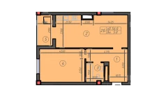 1-xonali xonadon 56 m²  9/12 qavat | Sokin hayot Turar-joy majmuasi