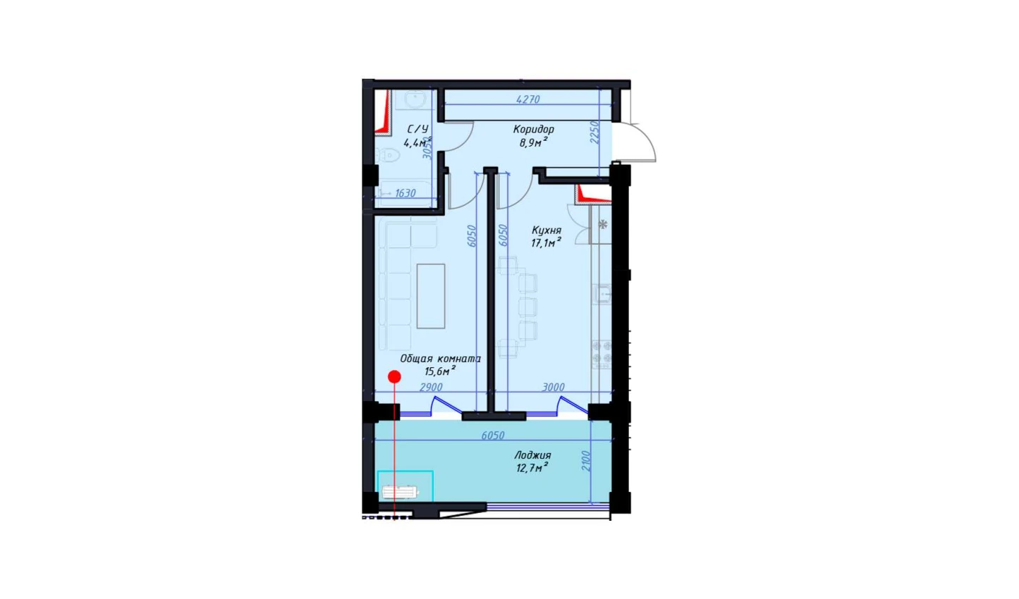 1-комн. квартира 58.7 м²  8/14 этаж | Жилой комплекс Avia Palace