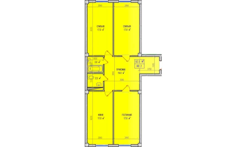 5-комнатная квартира 92.5 м²  1/9 этаж | Жилой комплекс Yuksalish Nurafshon
