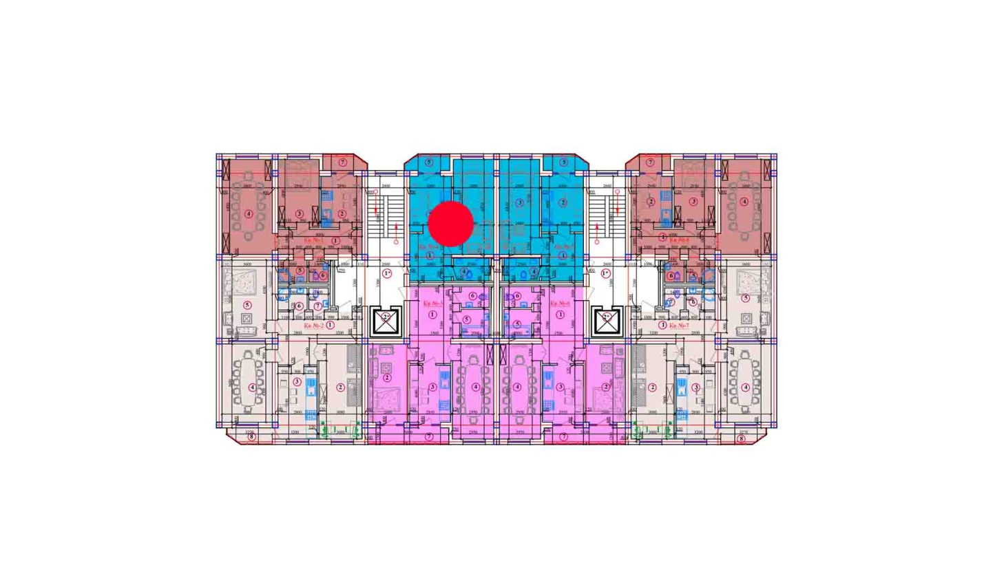 1-xonali xonadon 61 m²  6/10 qavat | AZAMATOV GROUP Turar-joy majmuasi