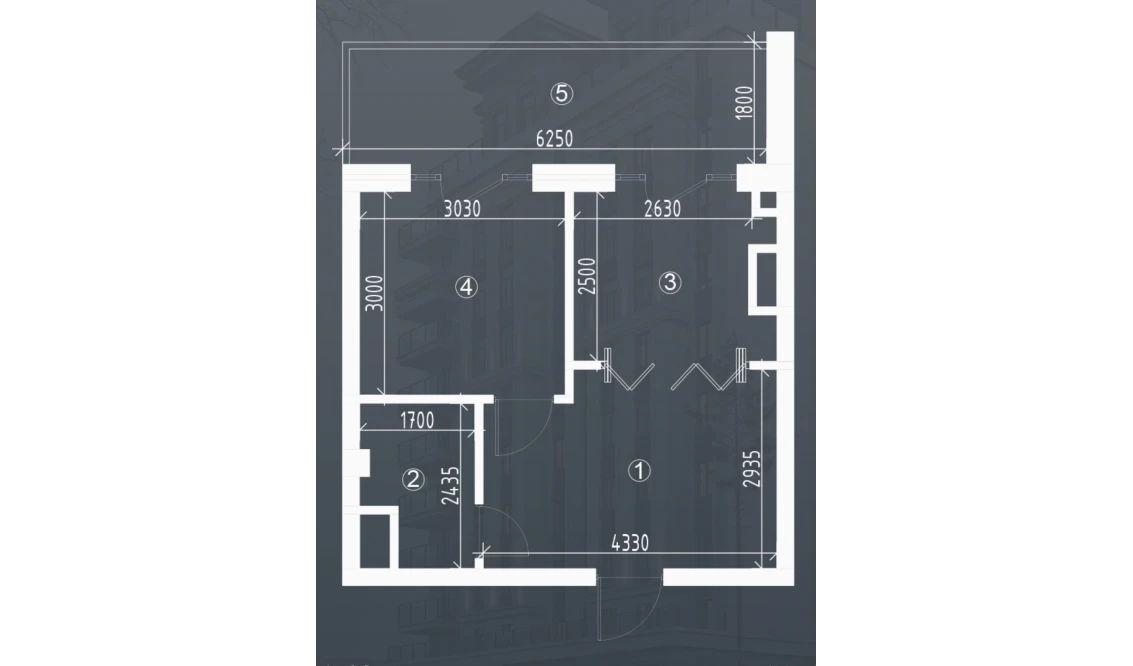 2-xonali xonadon 45.1 m²  12/12 qavat | Bunyodobod Turar-joy majmuasi