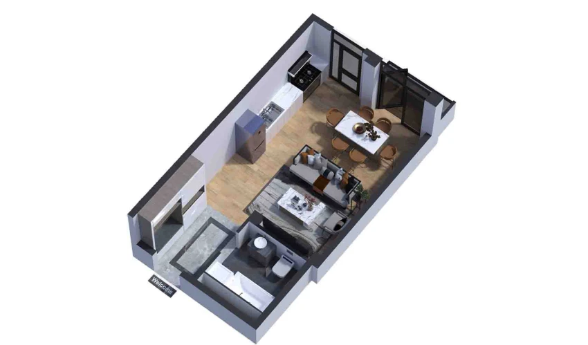 1-xonali xonadon 36.97 m²  5/7 qavat | Bochka Resort Turar-joy majmuasi