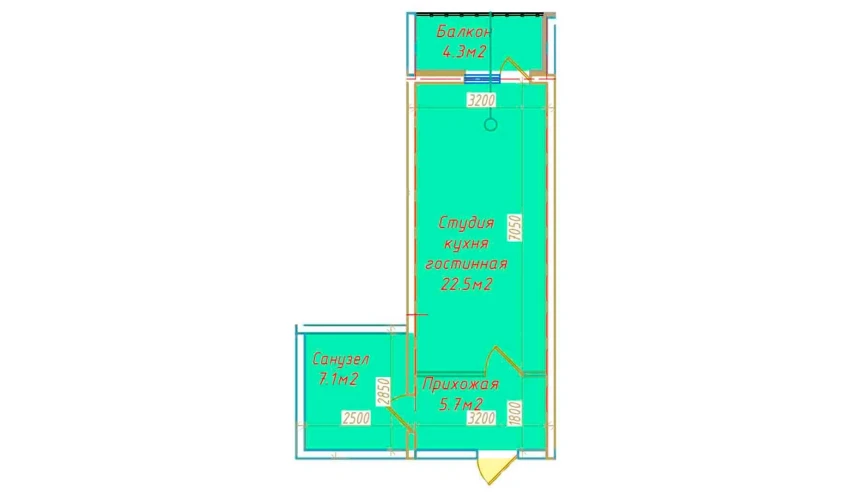 1-комнатная квартира 39.6 м²  8/16 этаж | Жилой комплекс DO'MBIROBOD RESIDENCE