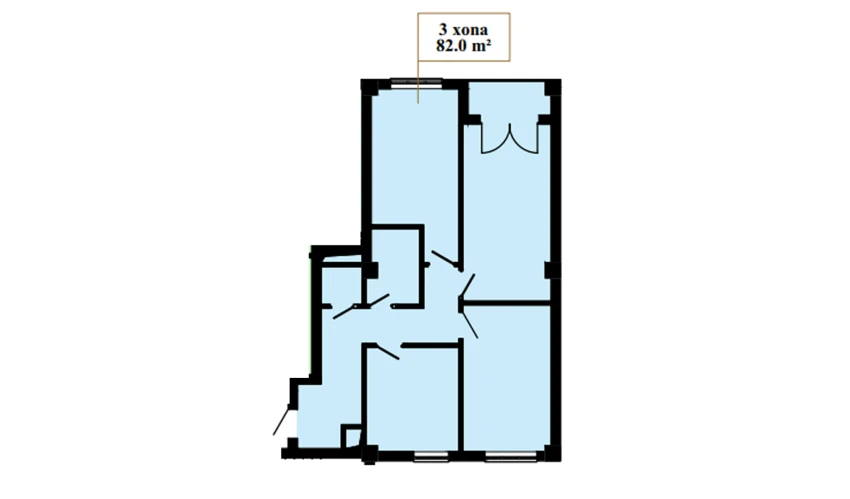 3-комнатная квартира 82 м²  12/16 этаж | Жилой комплекс Musaffo