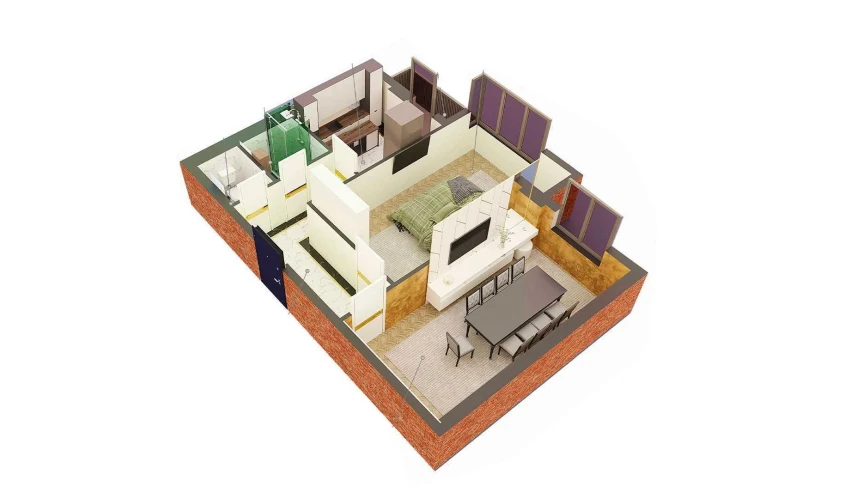 2-xonali xonadon 59.58 m²  7/7 qavat | O'ZBEGIM Turar-joy majmuasi