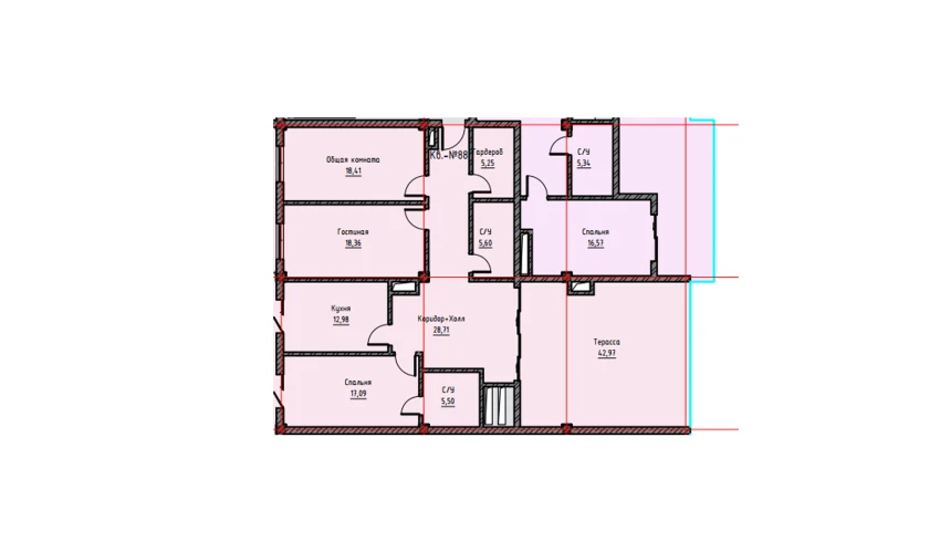 4-комнатная квартира 167.97 м²  9/9 этаж | Жилой комплекс UCHTEPA CITY