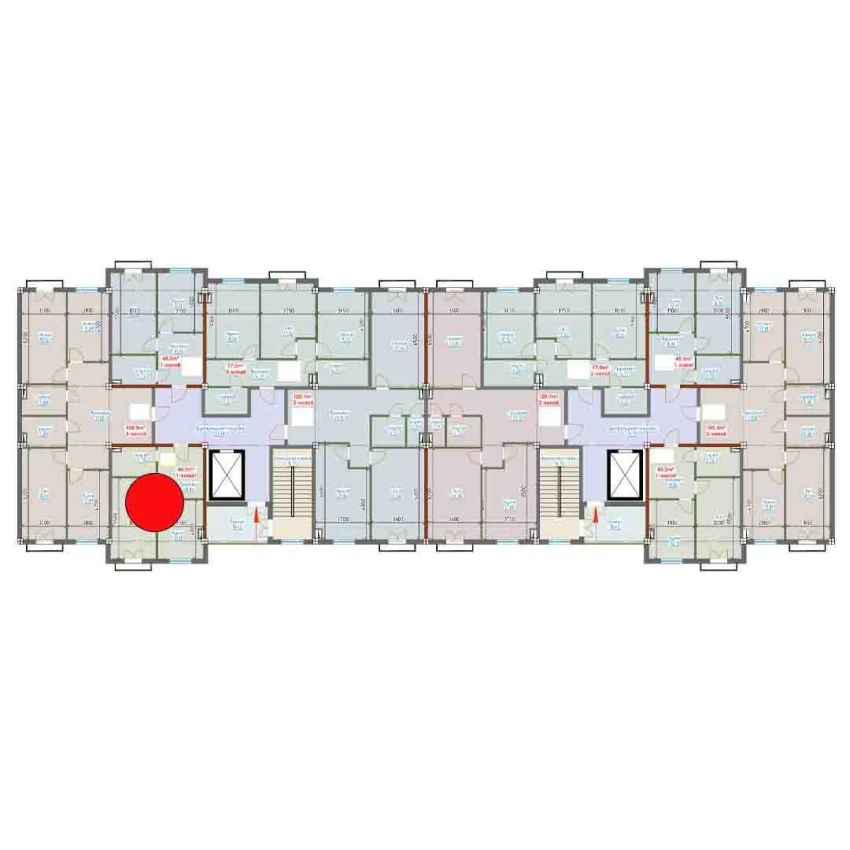 1-xonali xonadon 45.3 m²  5/9 qavat | YANGI AVLOD Turar-joy majmuasi